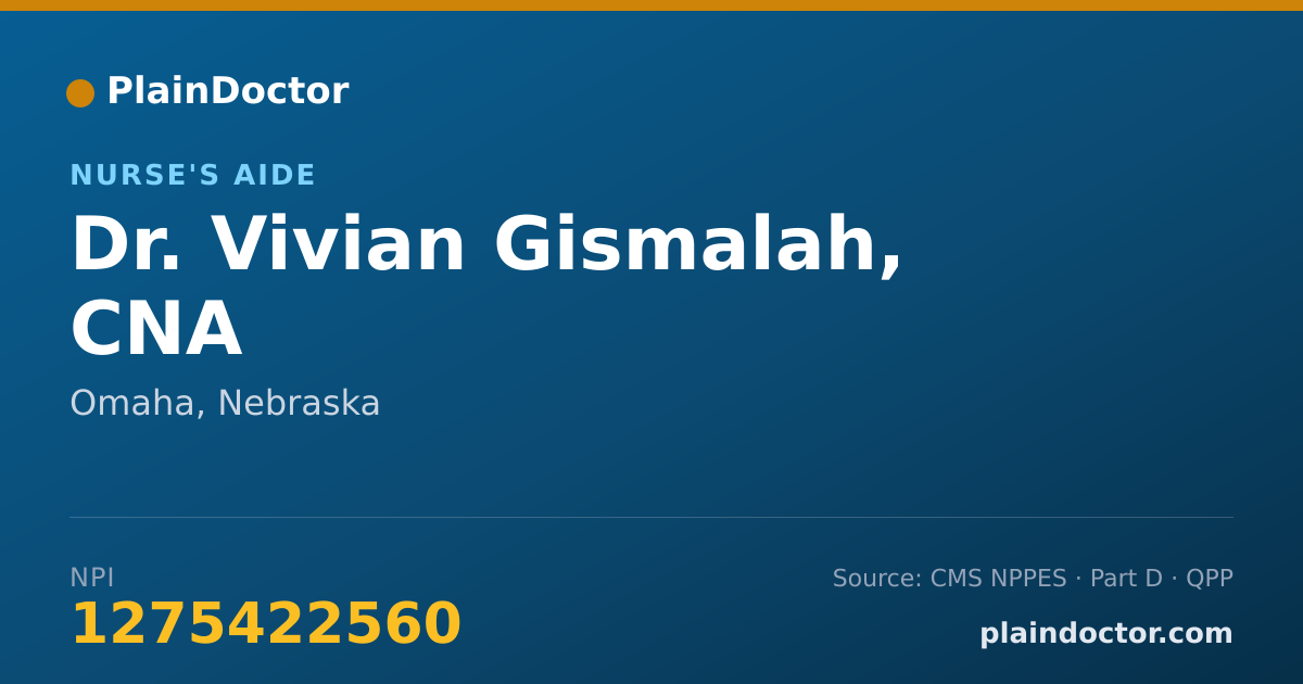 Shareable card for Vivian Gismalah, CNA - Nurse's Aide, Omaha, NE