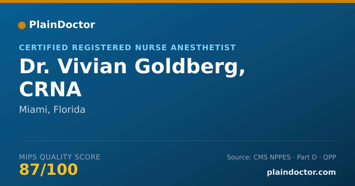Shareable card for Vivian Goldberg, CRNA - Certified Registered Nurse Anesthetist, Miami, FL