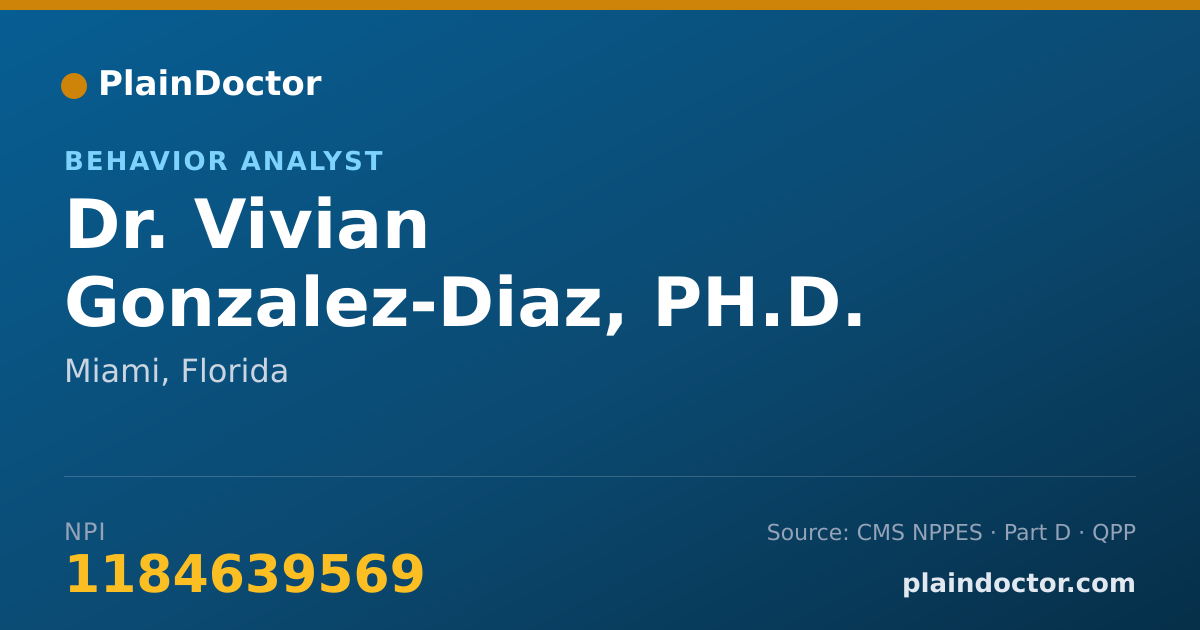 Shareable card for Vivian Gonzalez-Diaz, PH.D. - Behavior Analyst, Miami, FL