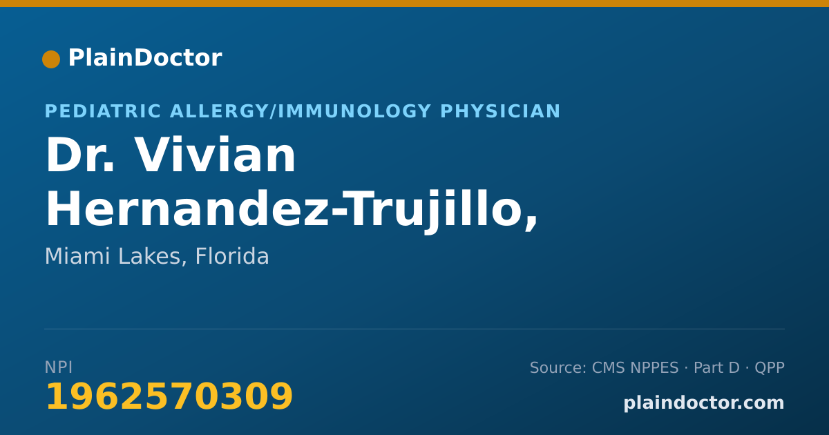 Shareable card for Vivian Hernandez-Trujillo, M.D., - Pediatric Allergy/Immunology Physician, Miami Lakes, FL