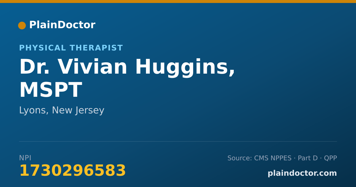 Shareable card for Vivian Huggins, MSPT - Physical Therapist, Lyons, NJ
