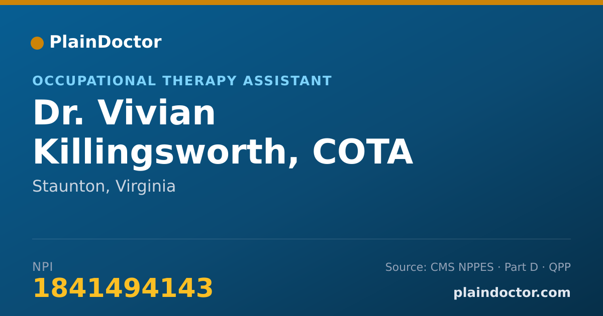 Shareable card for Vivian Killingsworth, COTA - Occupational Therapy Assistant, Staunton, VA