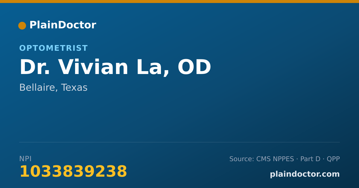 Shareable card for Vivian La, OD - Optometrist, Bellaire, TX