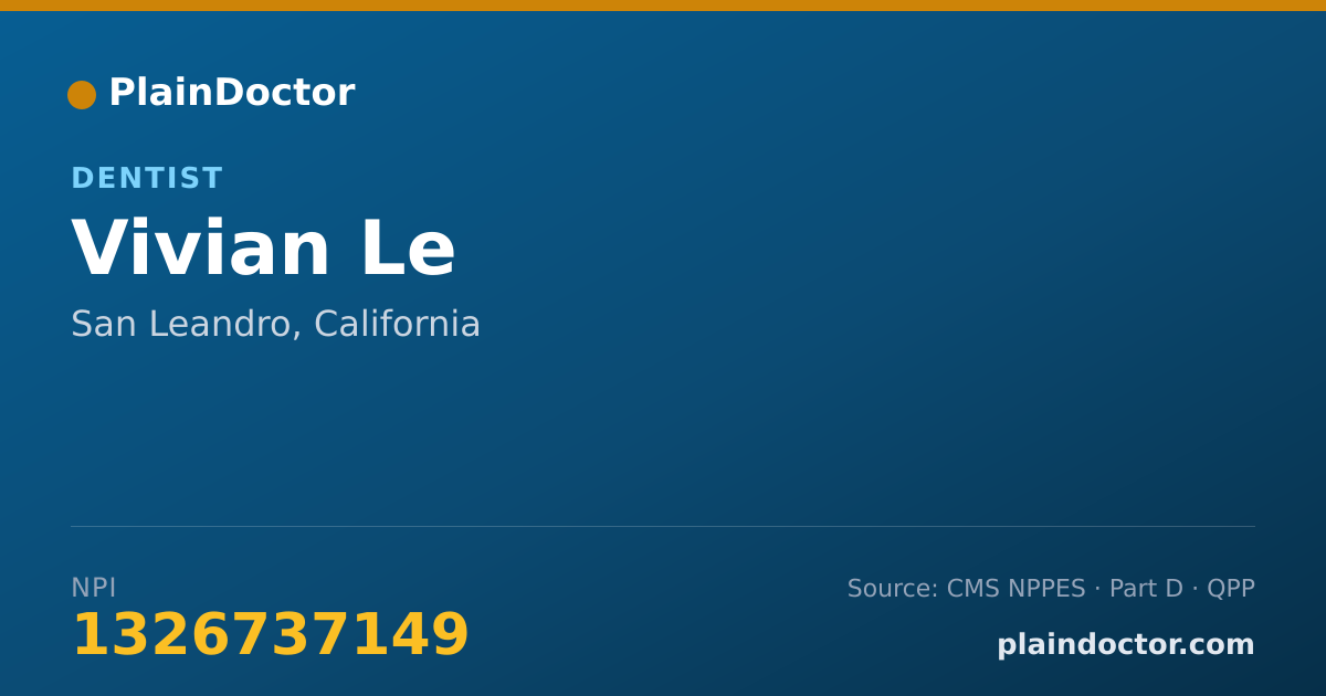 Shareable card for Vivian Le - Dentist, San Leandro, CA