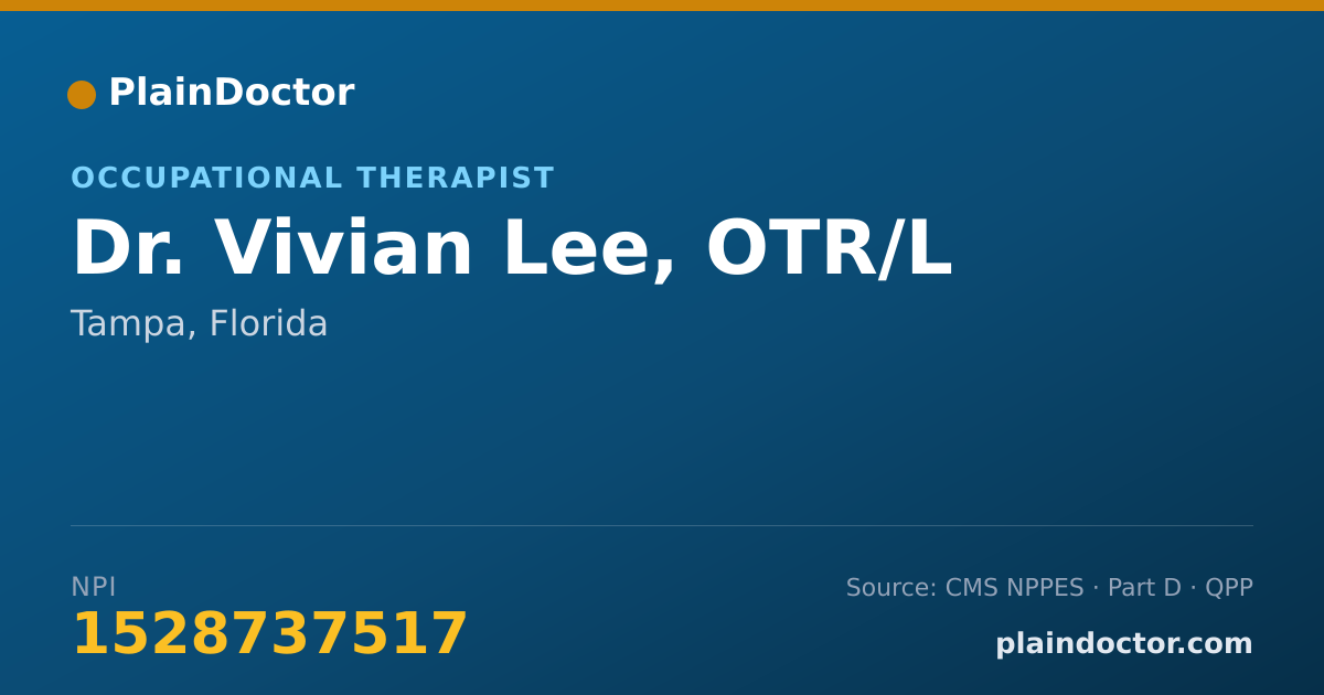 Shareable card for Vivian Lee, OTR/L - Occupational Therapist, Tampa, FL