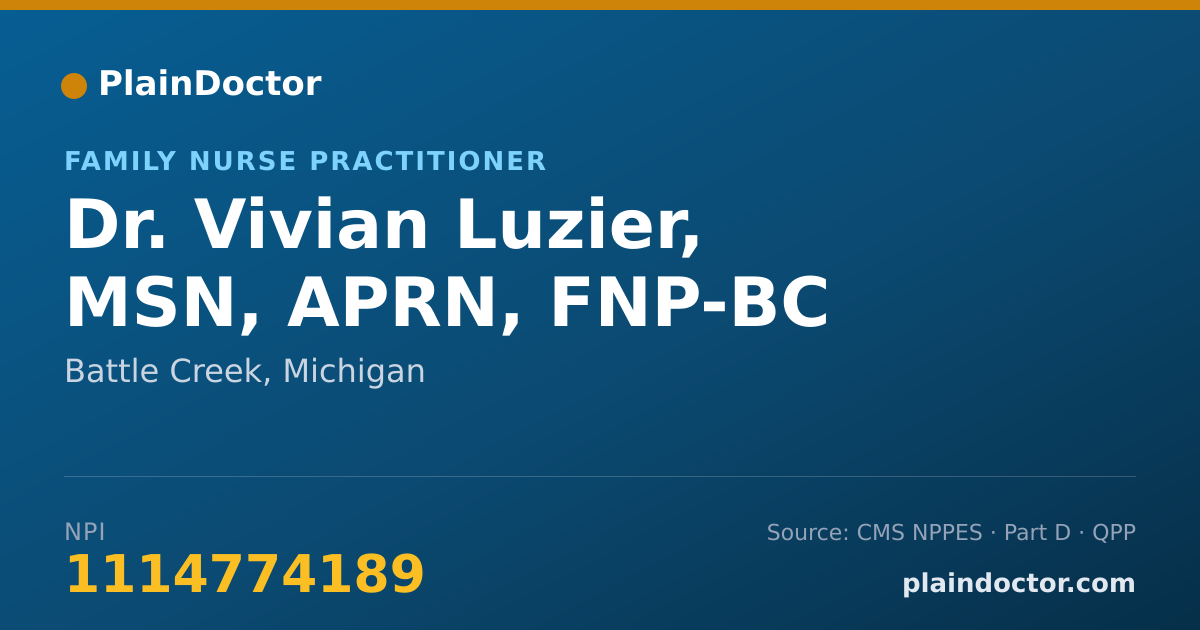 Shareable card for Vivian Luzier, MSN, APRN, FNP-BC - Family Nurse Practitioner, Battle Creek, MI
