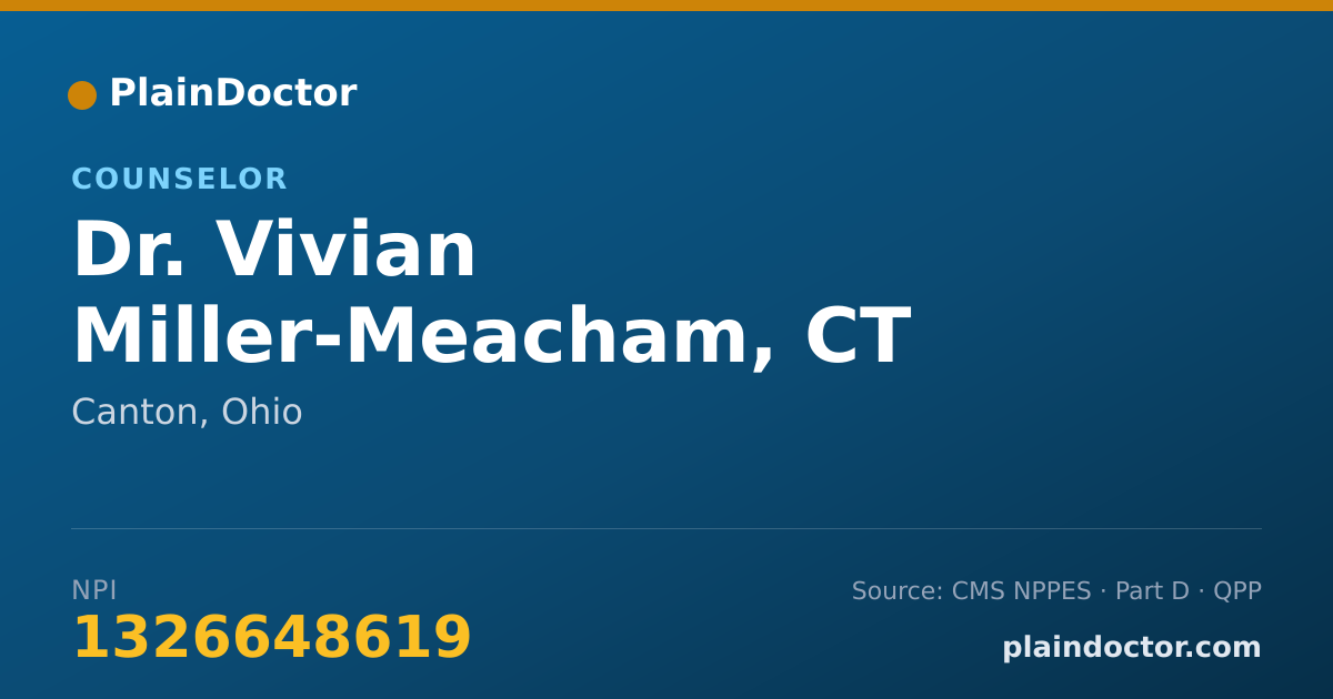 Shareable card for Vivian Miller-Meacham, CT - Counselor, Canton, OH