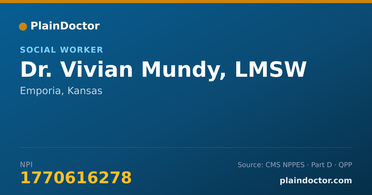 Shareable card for Vivian Mundy, LMSW - Social Worker, Emporia, KS