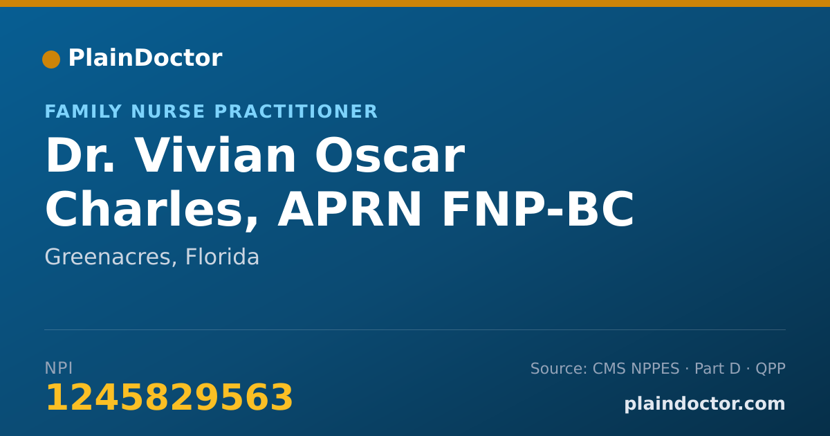 Shareable card for Vivian Oscar Charles, APRN FNP-BC - Family Nurse Practitioner, Greenacres, FL