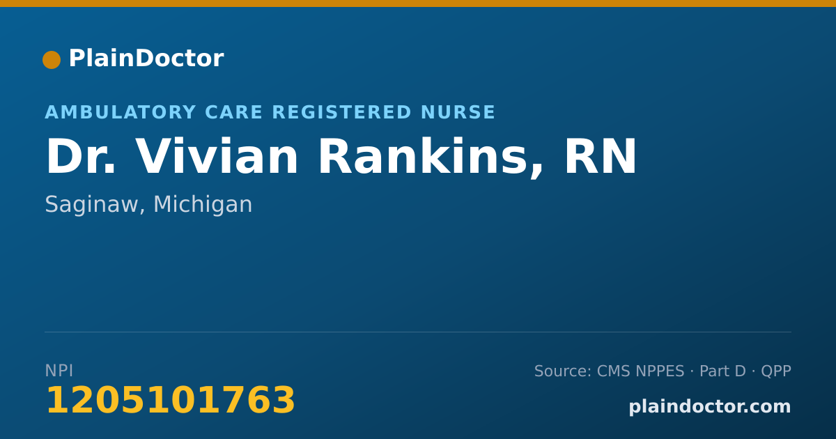 Shareable card for Vivian Rankins, RN - Ambulatory Care Registered Nurse, Saginaw, MI