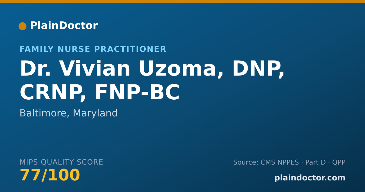 Shareable card for Vivian Uzoma, DNP, CRNP, FNP-BC - Family Nurse Practitioner, Baltimore, MD