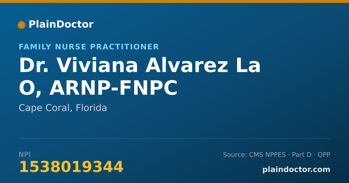 Shareable card for Viviana Alvarez La O, ARNP-FNPC - Family Nurse Practitioner, Cape Coral, FL