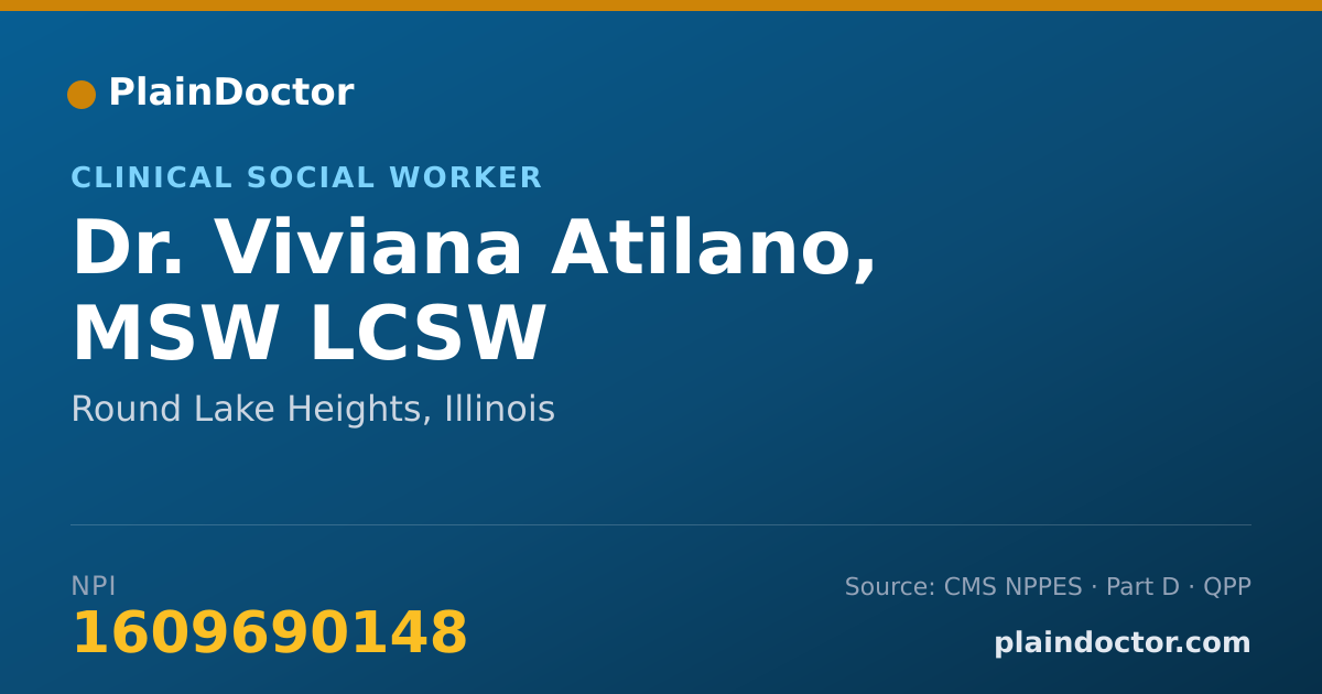 Shareable card for Viviana Atilano, MSW LCSW - Clinical Social Worker, Round Lake Heights, IL