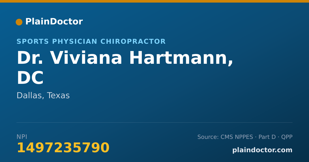 Shareable card for Viviana Hartmann, DC - Sports Physician Chiropractor, Dallas, TX