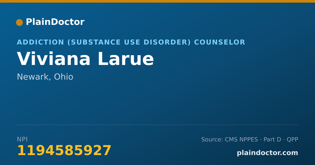 Shareable card for Viviana Larue - Addiction (Substance Use Disorder) Counselor, Newark, OH