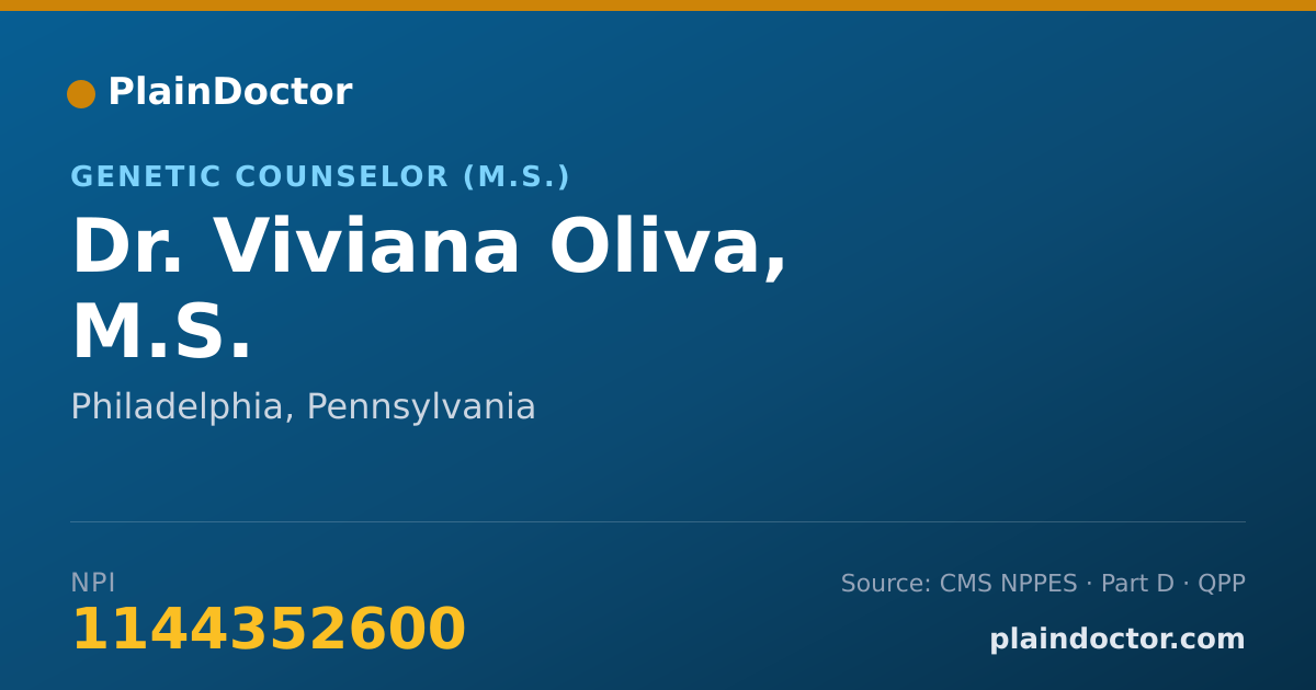 Shareable card for Viviana Oliva, M.S. - Genetic Counselor (M.S.), Philadelphia, PA
