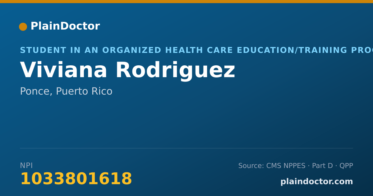 Shareable card for Viviana Rodriguez - Student in an Organized Health Care Education/Training Program, Ponce, PR