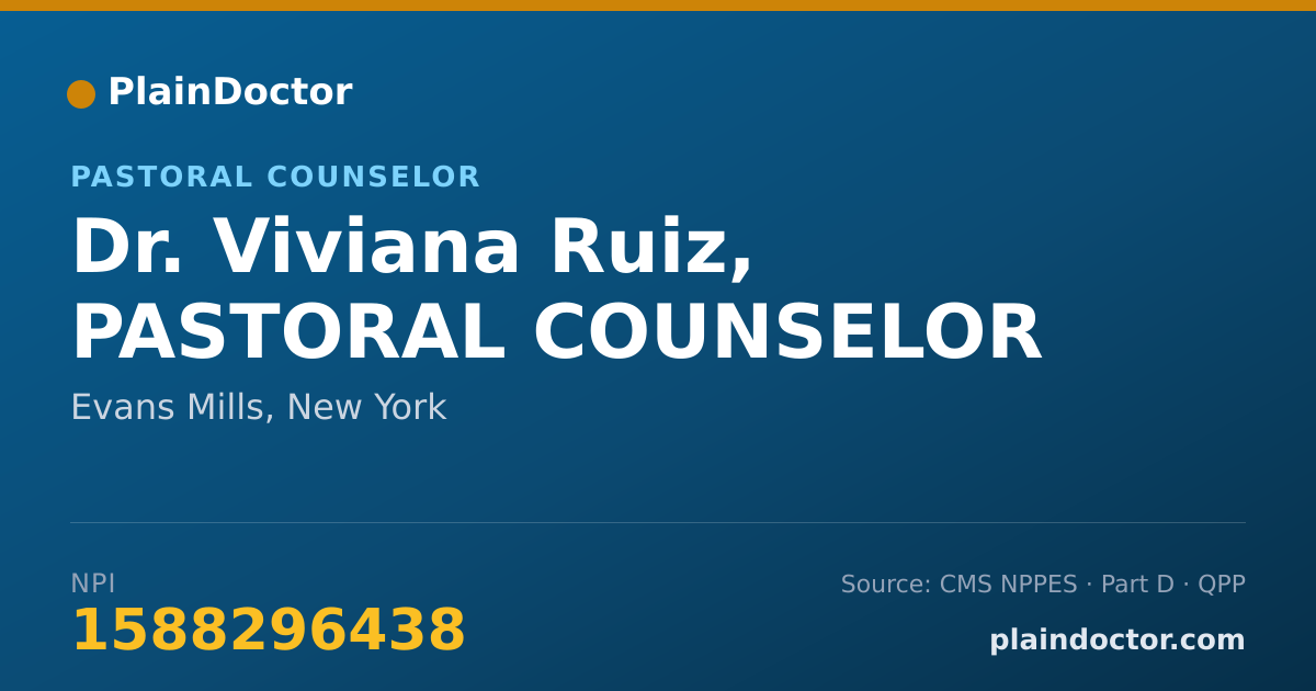 Shareable card for Viviana Ruiz, PASTORAL COUNSELOR - Pastoral Counselor, Evans Mills, NY