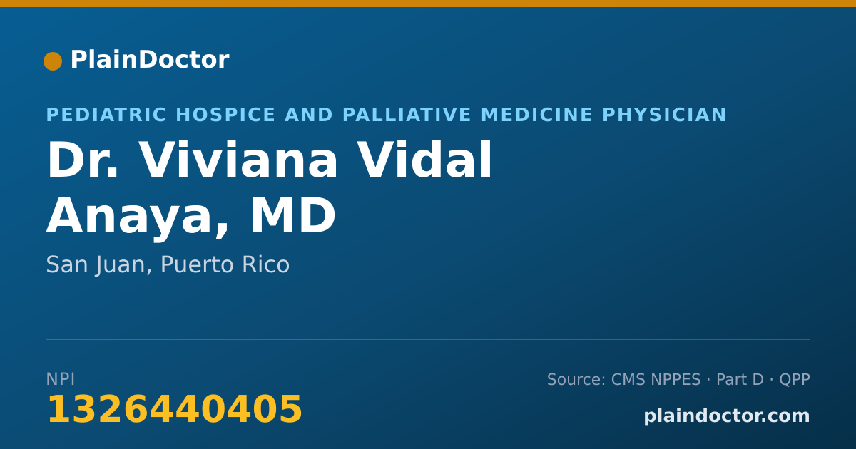 Shareable card for Viviana Vidal Anaya, MD - Pediatric Hospice and Palliative Medicine Physician, San Juan, PR