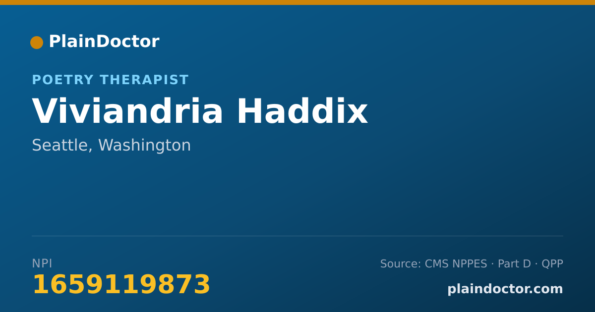 Shareable card for Viviandria Haddix - Poetry Therapist, Seattle, WA