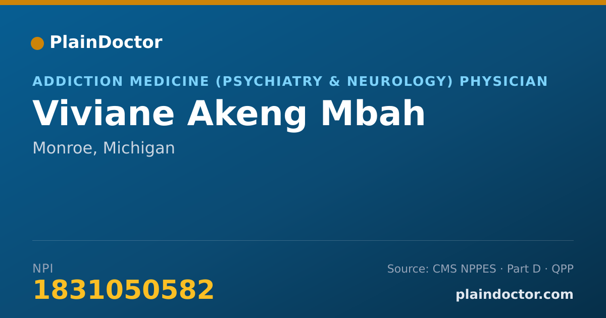 Shareable card for Viviane Akeng Mbah - Addiction Medicine (Psychiatry & Neurology) Physician, Monroe, MI
