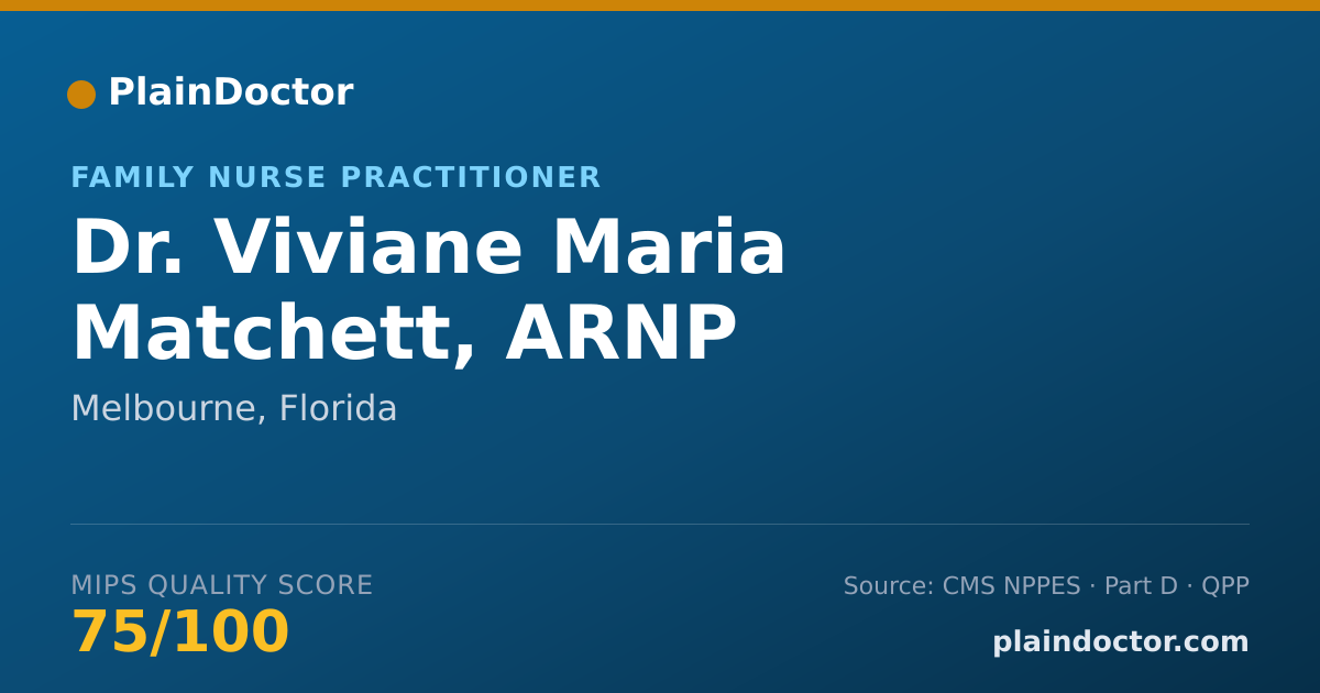 Shareable card for Viviane Maria Matchett, ARNP - Family Nurse Practitioner, Melbourne, FL