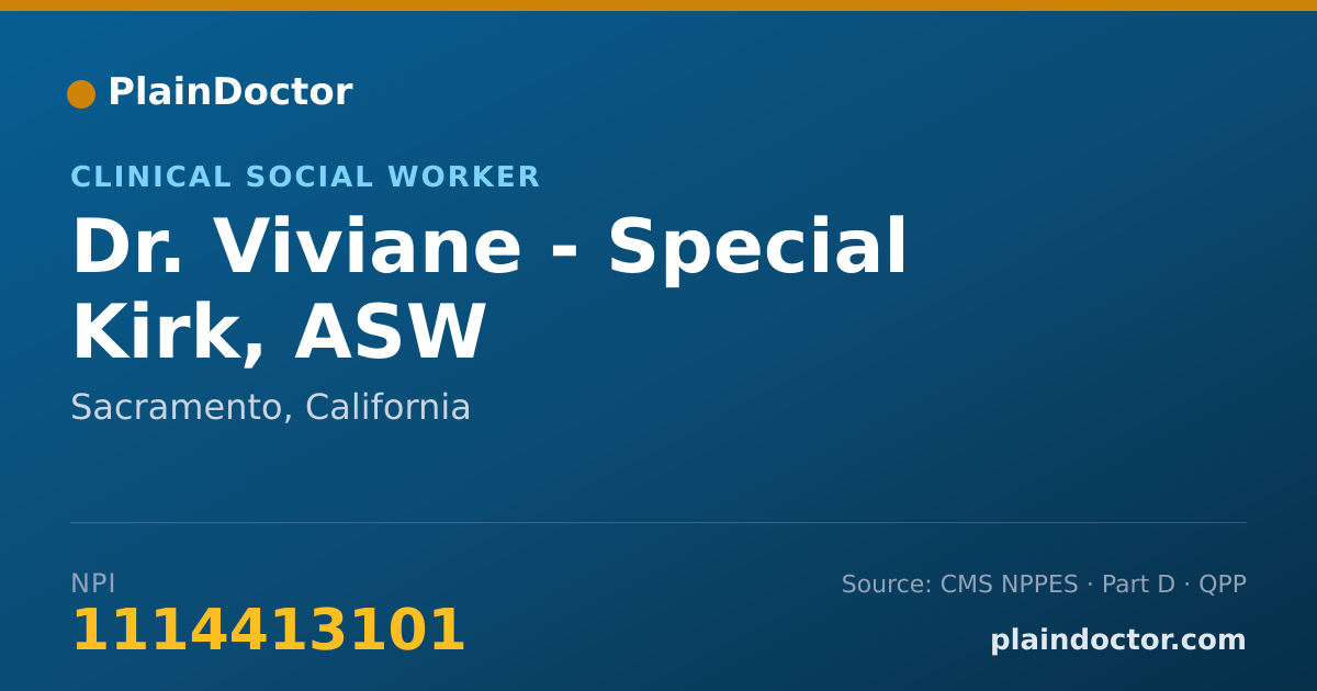 Shareable card for Viviane - Special Kirk, ASW - Clinical Social Worker, Sacramento, CA
