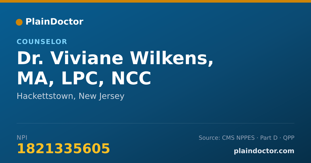 Shareable card for Viviane Wilkens, MA, LPC, NCC - Counselor, Hackettstown, NJ