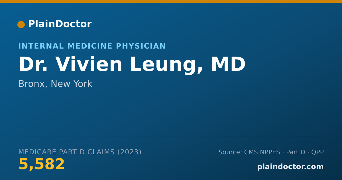 Shareable card for Vivien Leung, MD - Internal Medicine Physician, Bronx, NY