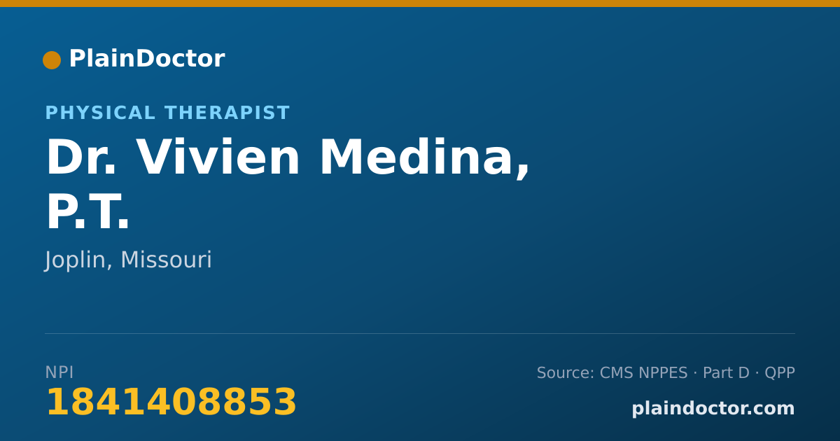 Shareable card for Vivien Medina, P.T. - Physical Therapist, Joplin, MO