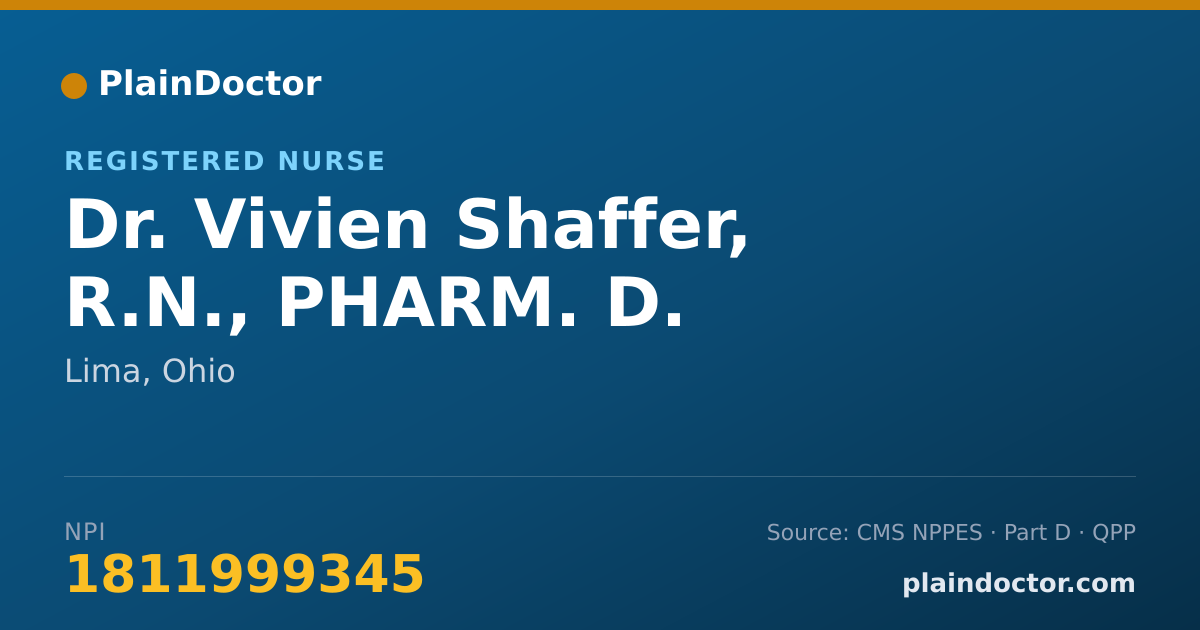 Shareable card for Vivien Shaffer, R.N., PHARM. D. - Registered Nurse, Lima, OH