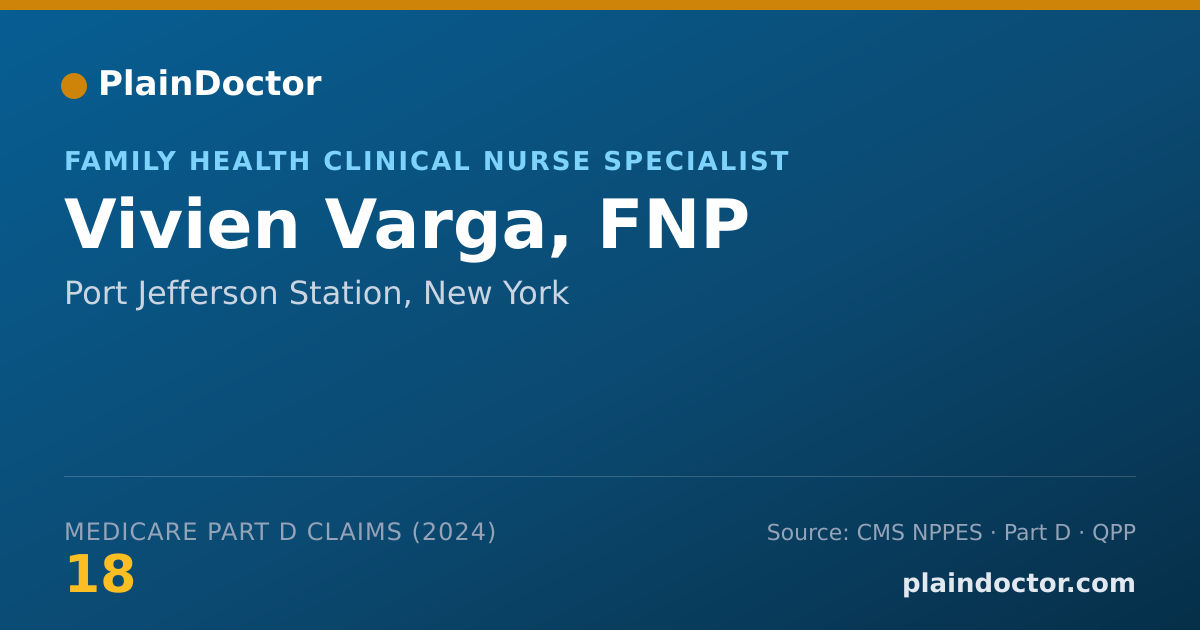 Shareable card for Vivien Varga, FNP - Family Health Clinical Nurse Specialist, Port Jefferson Station, NY