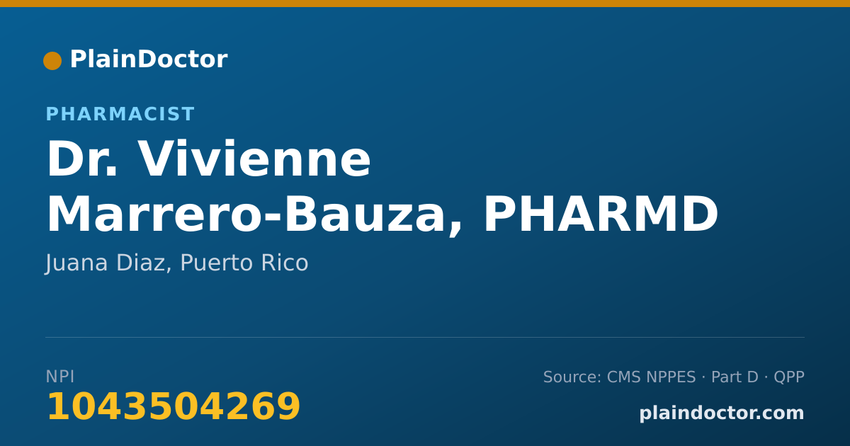 Shareable card for Vivienne Marrero-Bauza, PHARMD - Pharmacist, Juana Diaz, PR