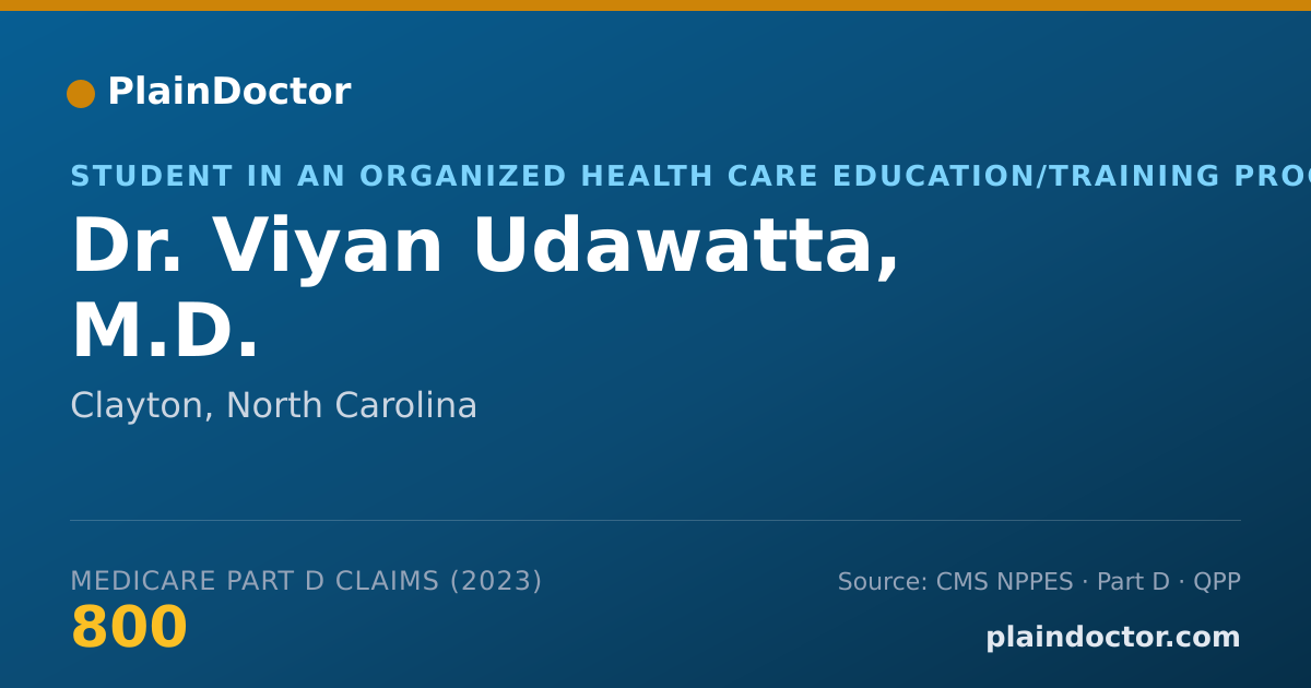 Shareable card for Viyan Udawatta, M.D. - Student in an Organized Health Care Education/Training Program, Clayton, NC