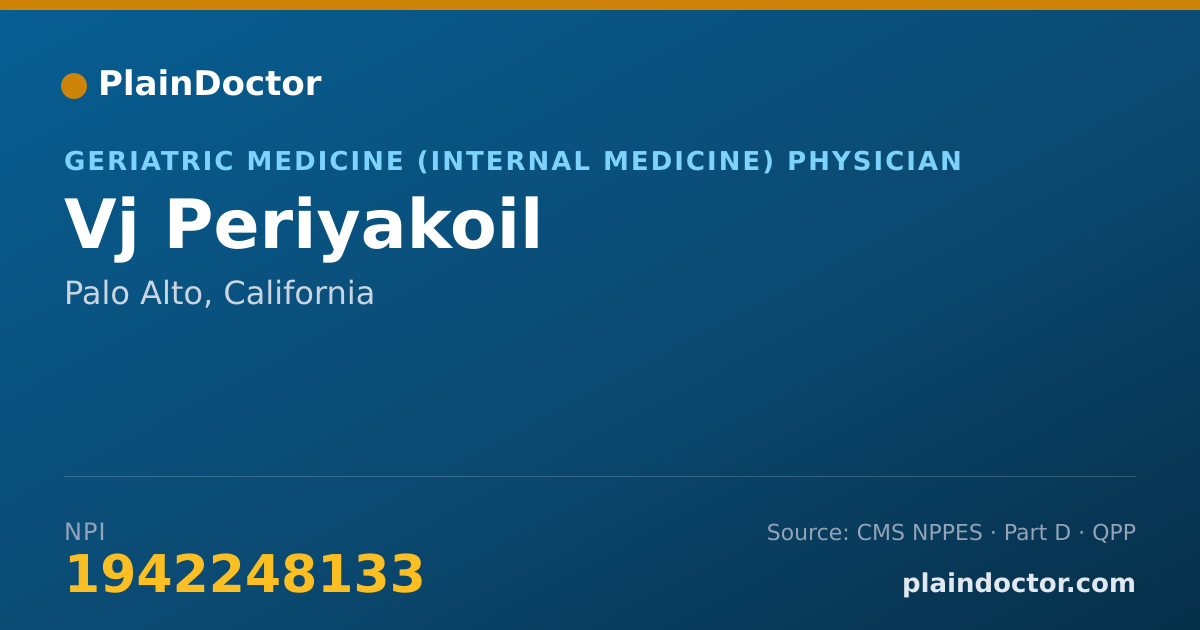 Shareable card for Vj Periyakoil - Geriatric Medicine (Internal Medicine) Physician, Palo Alto, CA