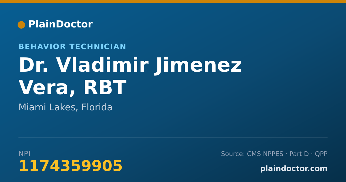 Shareable card for Vladimir Jimenez Vera, RBT - Behavior Technician, Miami Lakes, FL