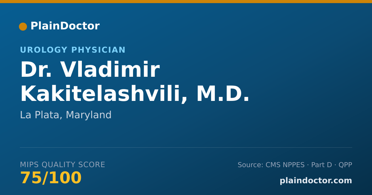 Shareable card for Vladimir Kakitelashvili, M.D. - Urology Physician, La Plata, MD