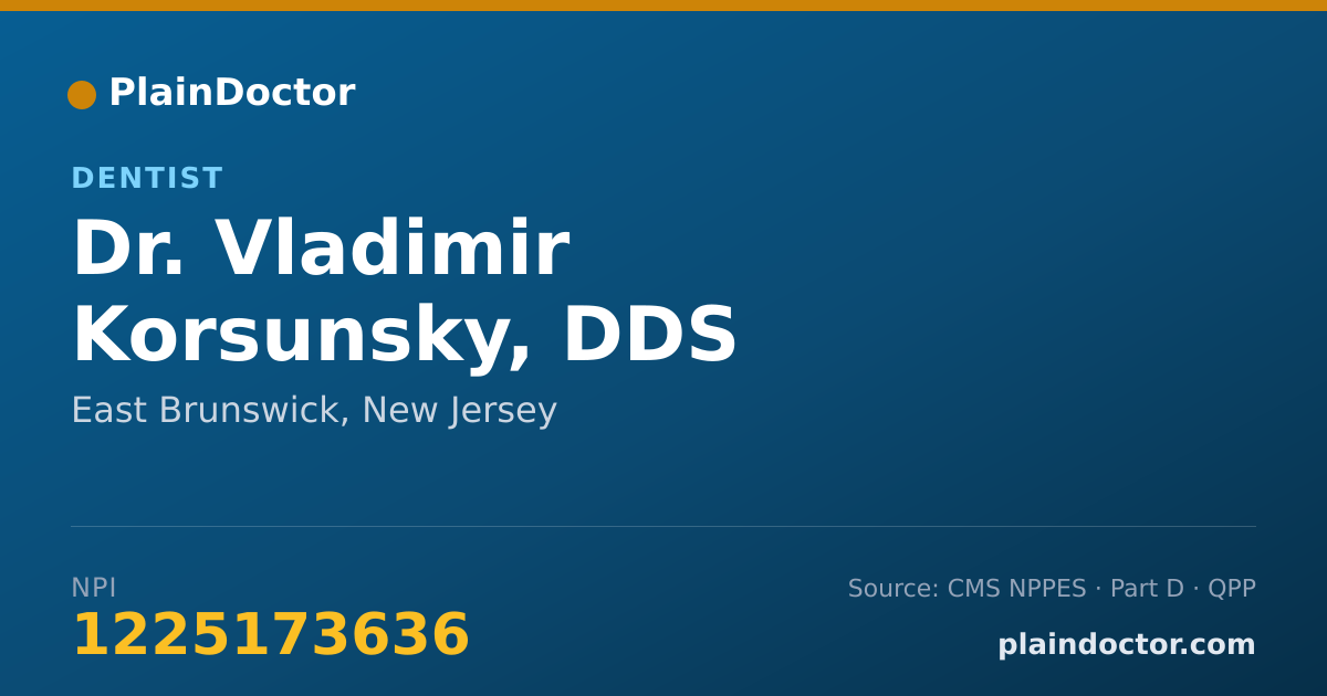 Shareable card for Vladimir Korsunsky, DDS - Dentist, East Brunswick, NJ