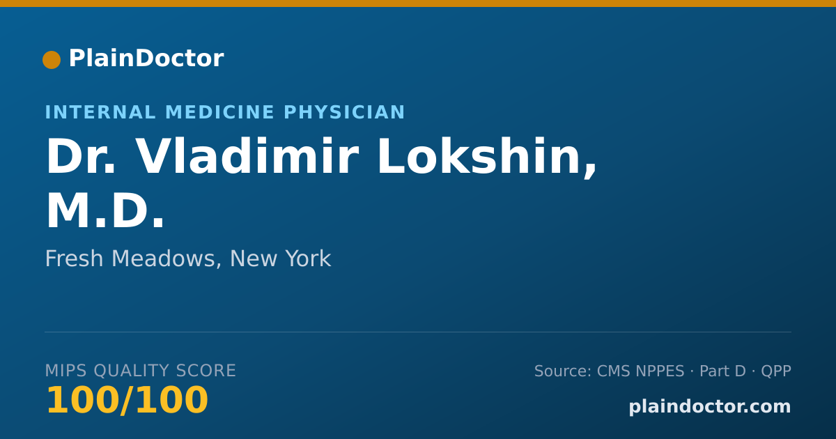 Shareable card for Vladimir Lokshin, M.D. - Internal Medicine Physician, Fresh Meadows, NY