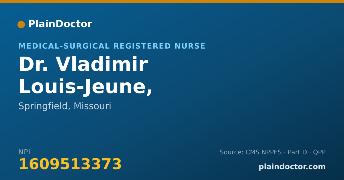 Shareable card for Vladimir Louis-Jeune, REGISTERED NURSE - Medical-Surgical Registered Nurse, Springfield, MO