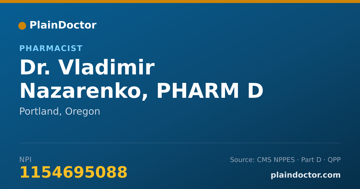 Shareable card for Vladimir Nazarenko, PHARM D - Pharmacist, Portland, OR