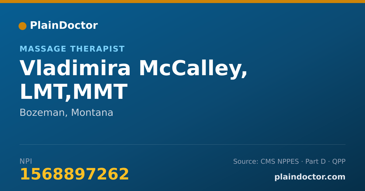 Shareable card for Vladimira McCalley, LMT,MMT - Massage Therapist, Bozeman, MT