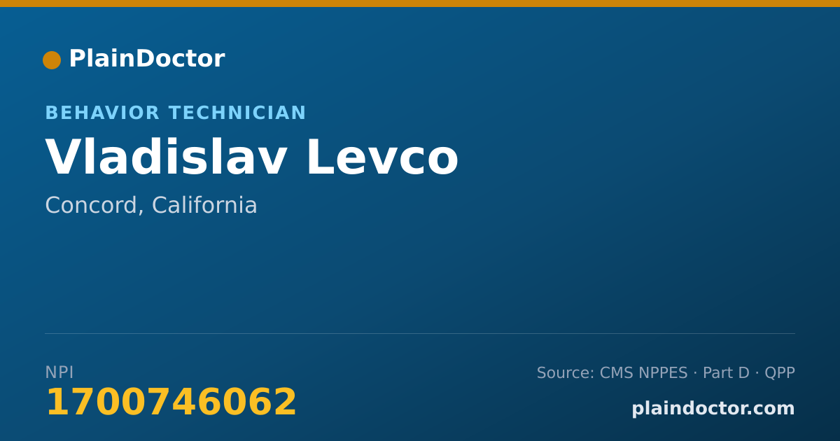 Shareable card for Vladislav Levco - Behavior Technician, Concord, CA