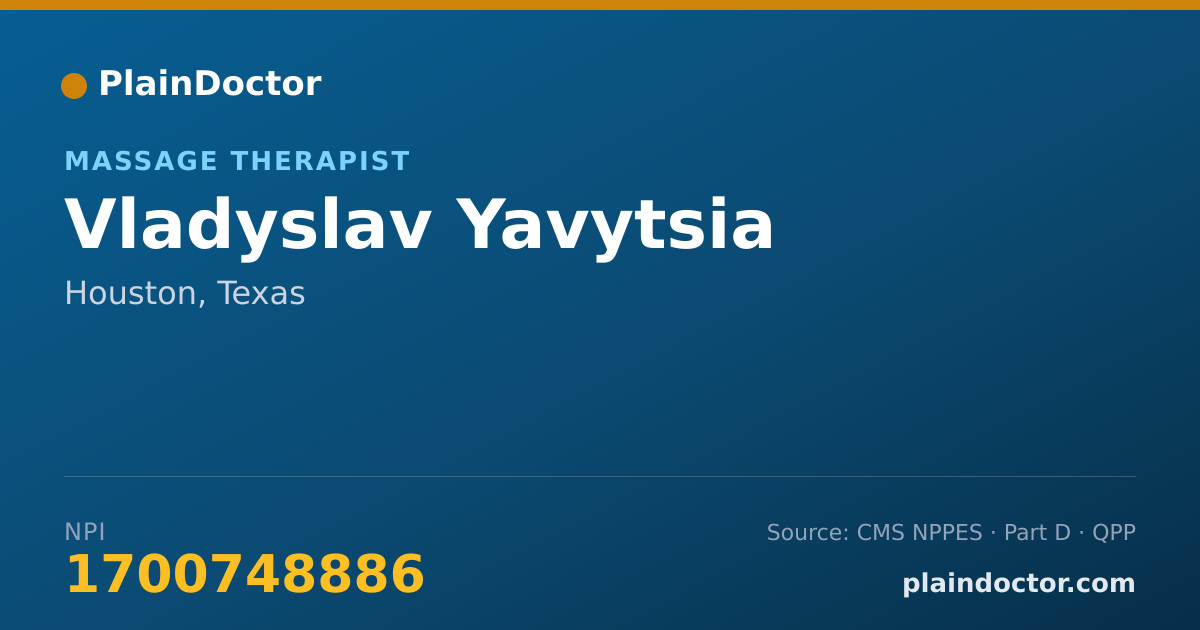 Shareable card for Vladyslav Yavytsia - Massage Therapist, Houston, TX