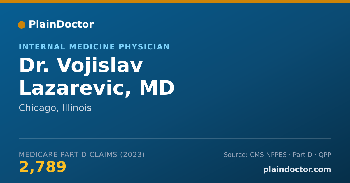 Shareable card for Vojislav Lazarevic, MD - Internal Medicine Physician, Chicago, IL