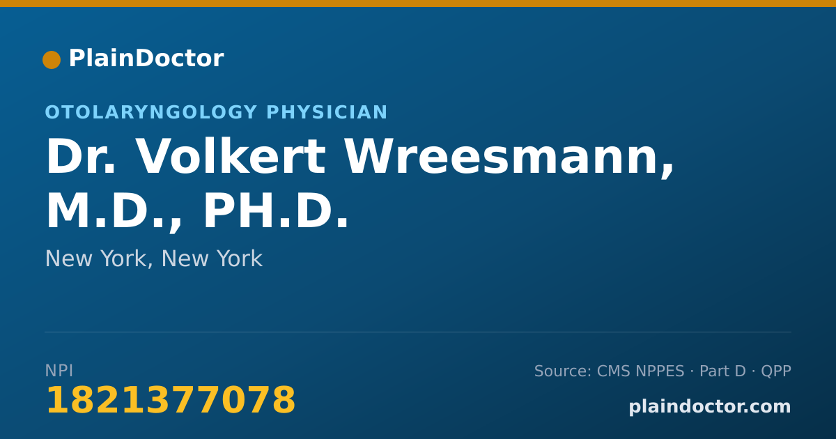 Shareable card for Volkert Wreesmann, M.D., PH.D. - Otolaryngology Physician, New York, NY