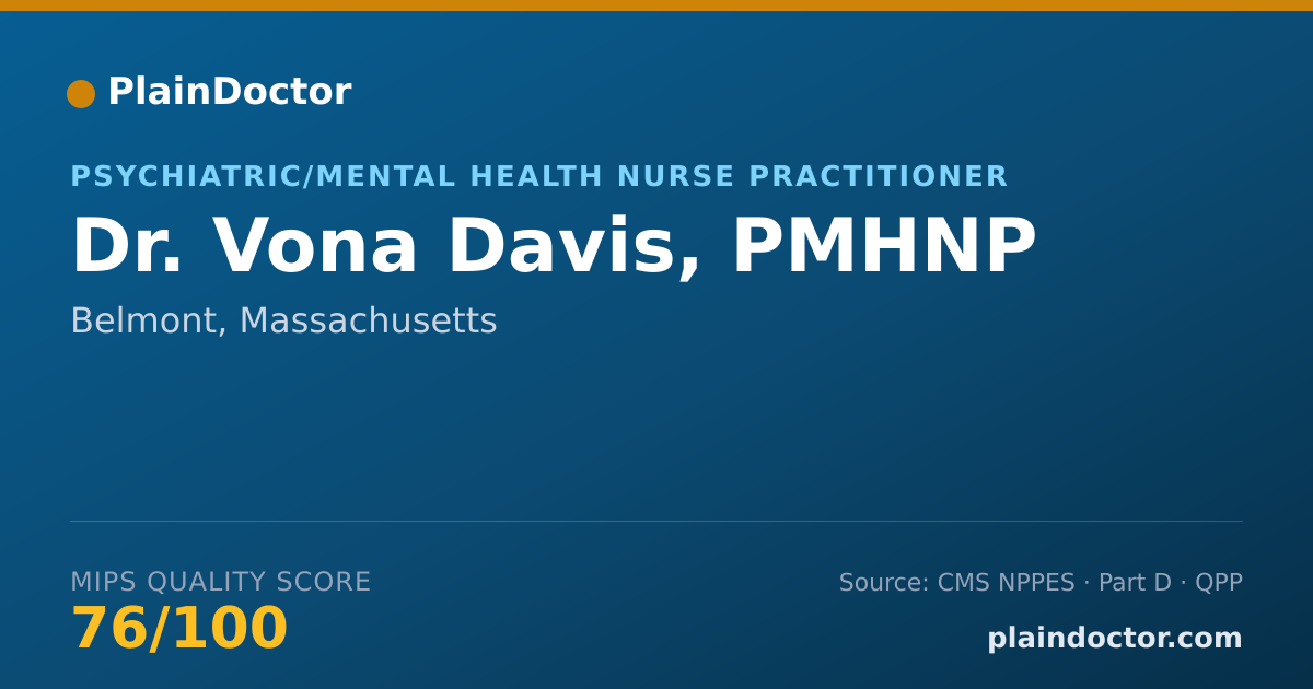 Shareable card for Vona Davis, PMHNP - Psychiatric/Mental Health Nurse Practitioner, Belmont, MA