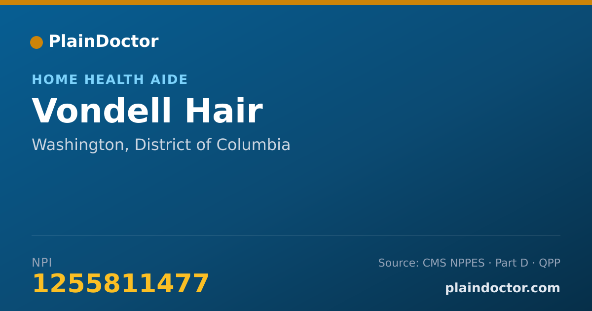 Shareable card for Vondell Hair - Home Health Aide, Washington, DC