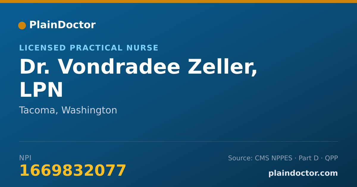 Shareable card for Vondradee Zeller, LPN - Licensed Practical Nurse, Tacoma, WA