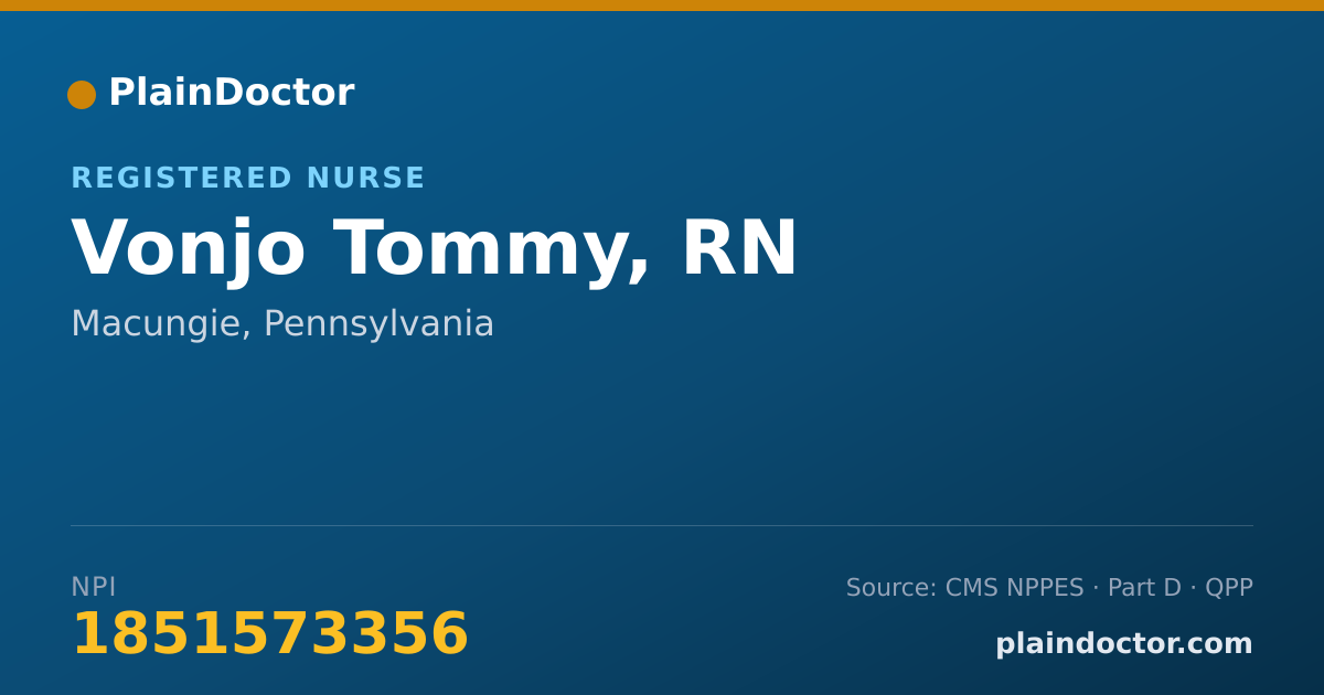 Shareable card for Vonjo Tommy, RN - Registered Nurse, Macungie, PA